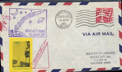 Запуск миссии Rocket Mail Flight IV — Линкольнвилл, Мэн — 1960