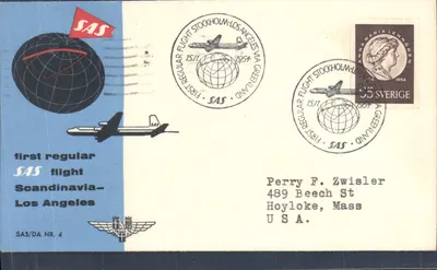 Primeiro voo regular SAS Stockholm-Los Angeles via Groenlandia — SAS/DA NR. 4