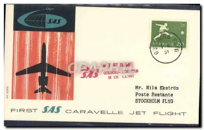 Primeiro voo SAS Caravelle Goteborg-Stockholm — SAS, n° de série SK 128
