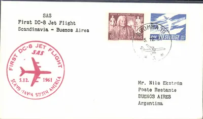 Primeiro voo DC-8 SAS - Escandinávia - Buenos Aires — 5.12.1961 — editor SAS
