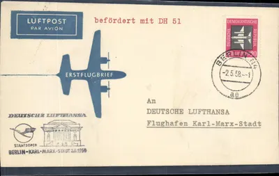 Berlin-Karl-Marx-Stadt — primeiro voo aéreo — Deutsche Lufthansa