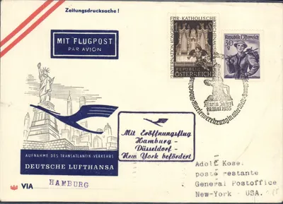 Hamburgo - Nova Iorque — abertura do voo transatlântico — Deutsche Lufthansa