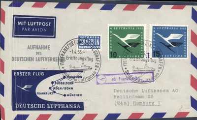 Eröffnungsflog der Deutschen Lufthansa — 1er vol — Berlin — 1955