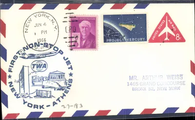 New York - Athen — erster non-stop Jet-Flug der TWA — Verlag TWA, Seriennummer 27-183