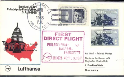 Primeiro voo direto Filadélfia-Frankfurt — Lufthansa LH 421 — 3 de abril de 1965