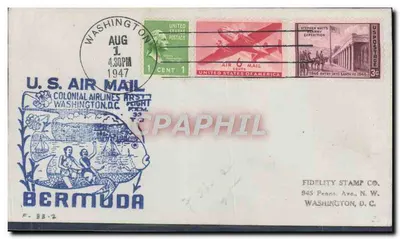 Bermuda — U.S. Air Mail — Colonial Airlines — Washington D.C. — 1er vol vers 1947