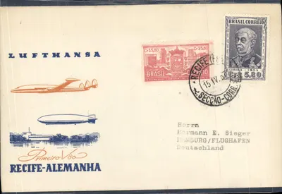 Primeiro voo Recife-Alemanha — Lufthansa — editor Brasília Correio, número de série não visível