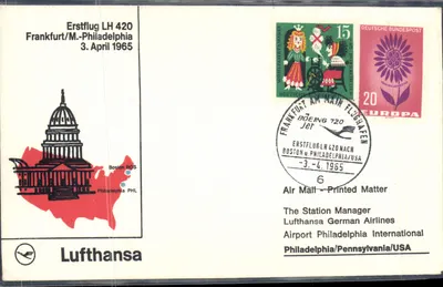 Primeiro voo LH 420 — Frankfurt/M.-Philadelphia — Lufthansa