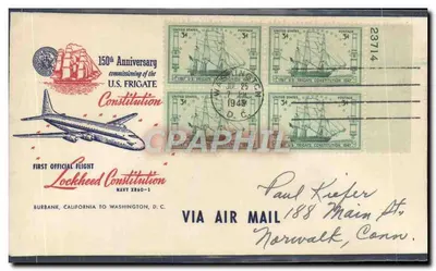 150. Jubiläum der Indienststellung der U.S.-Frigatte Constitution — offizielle Flugzeugung des Lockheed Constellation — Burbank, Kalifornien nach Washington, D.C.