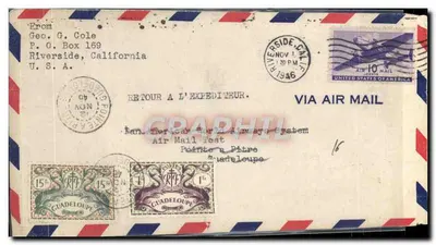 Riverside, Califórnia — Envio aéreo para Guadalupe — Teste de correio aéreo — Editor: American World Airway System