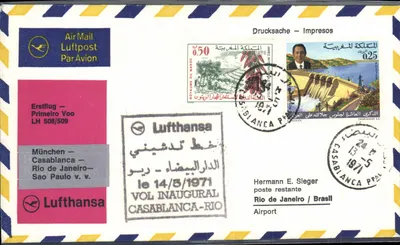 Casablanca - Rio de Janeiro — voo inaugural Lufthansa — 14/5/1971 — editor Courvoisier SA