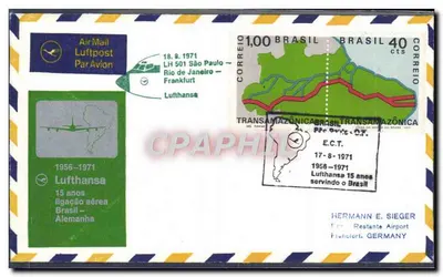 Lufthansa — 15 anos de ligação aérea Brasil-Alemanha — 18.8.1971 — São Paulo — Frankfurt