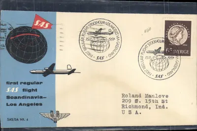 Primeiro voo regular SAS Stockholm-Los Angeles via Groenlândia — SAS/DA NR. 4