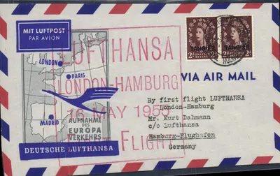 Primeiro voo Londres-Hamburgo — Lufthansa — 16 de maio de 1955 — Tânger