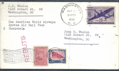 Тест воздушной почты Pan American World Airways — Гватемала — Вашингтон, DC — 1 ноября 1946