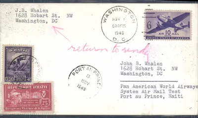 Port-au-Prince, Haiti — Test der Air Mail Pan American — 8. November 1946