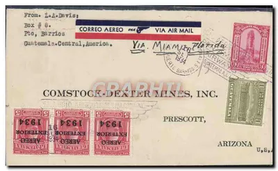 Pto. Barrios — Guatemala — Correio Aéreo via Miami — 1934