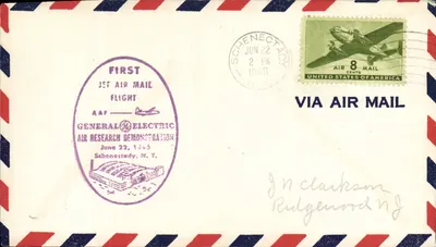 Primeiro voo postal a jato — Schenectady, N.Y. — Demonstração de Pesquisa Aérea da General Electric