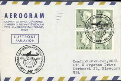 Primeiro voo regular Estocolmo-Los Angeles via Groenlândia — SAS — 15.11.1954