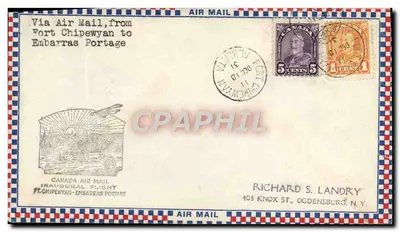 Voo inaugural Canada Air Mail — Fort Chipewyan a Embarrass Portage — editor Canada Air Mail