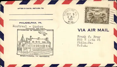 Inauguração do serviço postal aéreo Canadá - Montreal a Quebec — Canada Post Office, Montreal