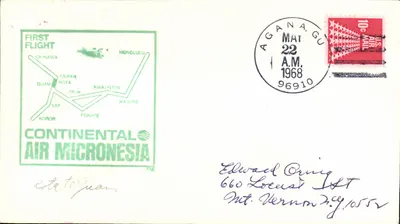 Primeiro voo Continental Air Micronésia — Agana, Guam — 22 maio 1968