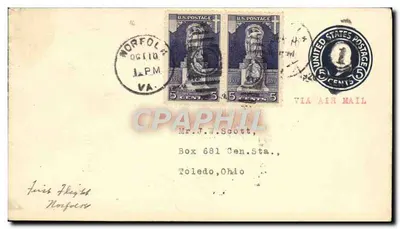 Primeiro voo — Norfolk, Virgínia — Correios dos Estados Unidos