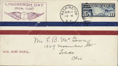 Lindbergh Day Special Flight — Washington nach New York — Gedenkausgabe 1927