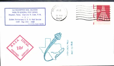Erster Luftpostversand mit Hubschrauber nach Houston — NASA — 15. Mai 1968