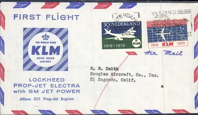 Primeiro voo da Electra Lockheed — KLM Royal Dutch Airlines — 1959
