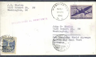 Washington DC — Teste postal da Pan American World Airways — editor Pan American World Airways