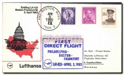 Первый полёт Бостон-Франкфурт — Lufthansa — Бостон, 3 апреля 1965