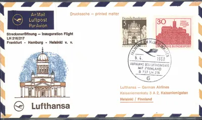 Inauguração da ligação aérea Frankfurt-Helsinki — Lufthansa — 6.4.1968