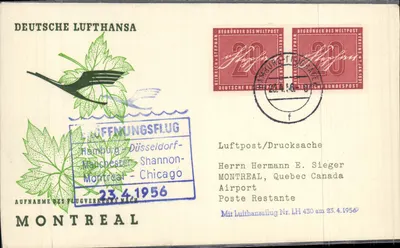 Descolagem de Montreal — Voo inaugural Lufthansa — editor Deutsche Bundespost