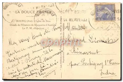 Detalhes do oratório de Marguerite d'Autrèche — Igreja de Brou — Editor Yvon, n°17 — Verso