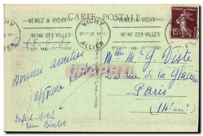 Vichy - Villa Sévigné — Wydawca Ideal, n° 398 — Rewers
