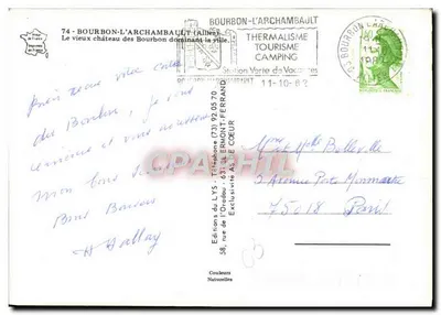 Bourbon-l'Archambault — O velho castelo dos Bourbon dominando a cidade — Edições do LYS — Verso