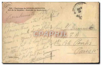 Stara pocztówka Okolice Barcelonnette Przełęcz Cayolle Skarga Bachelard — Rewers