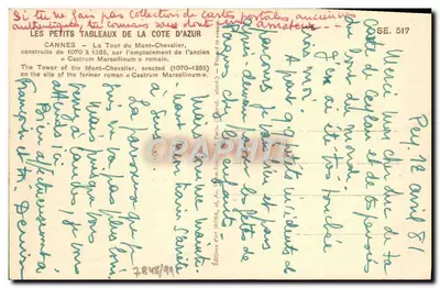 Cannes — A Torre do Monte Chevalier — Edições MONA, n° 517 — Verso
