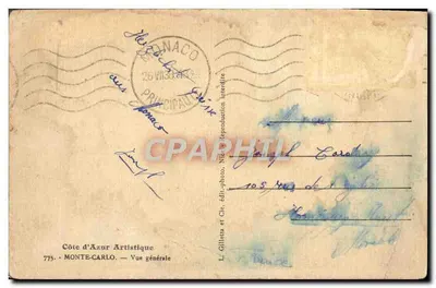 Monte-Carlo — Widok ogólny — L. Gilletta et Cie, 775 — Rewers