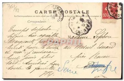 Bilhete postal antigo Bois De l'Or Par Graudpre — Verso