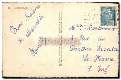 Marseille — Souvenir de Marseille — Éditeur Mireille — Verso