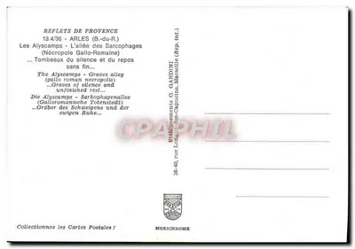 Les Alyscamps — Aleja Sarczofagów — Nekropolia Gallo-Rzymska — Wydawca G. Gandini, Marsylia — Rewers
