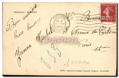 Robinson in Cognac — Éditions Artistiques Raymond Bergevin — n° 15154 — Rückseite