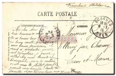 Bourges — Estátua de Luís XI no Hotel Cujas — Edição Nouvelles Galeries, Bourges, n°90 — Verso