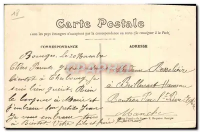 Bourges - O Pequeno Liceu, vista tirada da Rue Paradis — Editor E. Maquaire, n° 364 — Verso