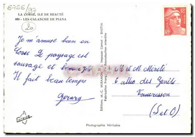 Les Calanche de Piana — Korsyka — Wydawnictwo M.-C. Miramon, Bastia — Rewers