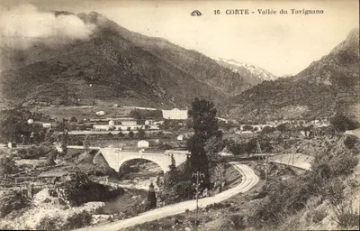Corte - Vale do Tavignano — vista do ponte e do vilarejo — série 16, editor Corte