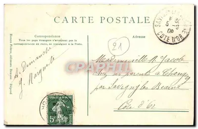 Beaune - Petite Sœur Hospitalière — Sœur en tenue de religieuse tenant une tasse près d'un berceau avec un enfant, éditeur Ronco Frères, n° 410730 — Verso