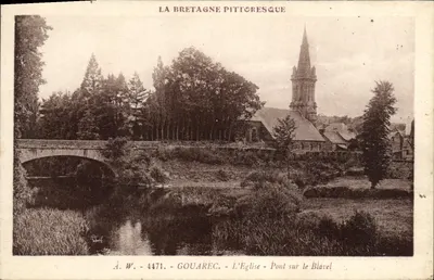 Gouarec - A Igreja - Ponte sobre o Blâvel — A.W. - 4471